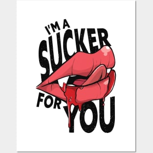 I'm a Sucker for You // Funny Vampire Lips Halloween Posters and Art